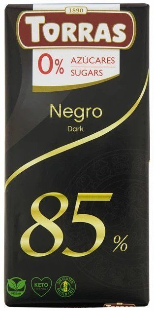 Шоколад чёрный 85% без сахара Torras Negro Dark 75 г 426 фото