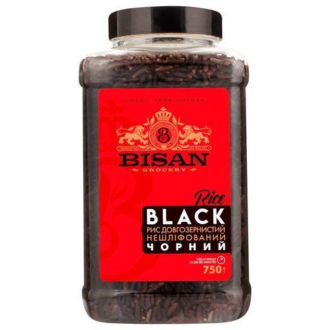 Рис Bisan чорний довгозернистий нешліфований 750 г 523 фото