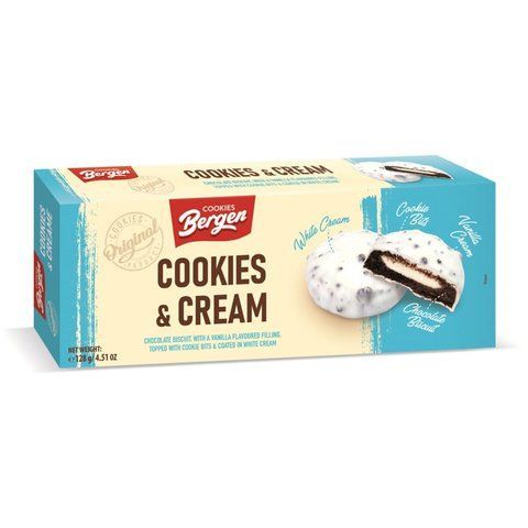 Печиво без цукру Bergen Cookies & Cream 128 г 700 фото