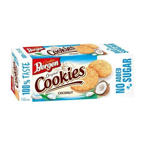 Печиво Кокосове Bergen Cookies Original Cookies без цукру 130 г 702 фото